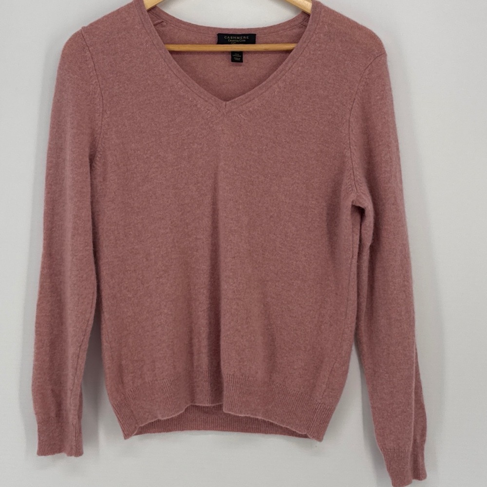 Charter Club Luxury Women P/XL V-Neck Sweater Pink 100% Cashmere Long Sleeve